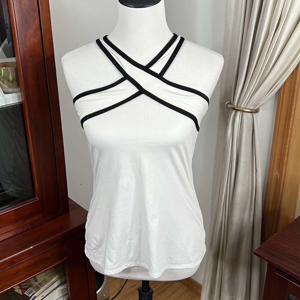 Fabletics White Support Workout Halter Top - image 2